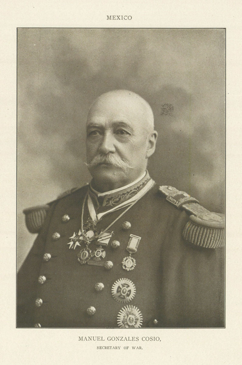 Mexico Manuel Gonzales Cosio, Secretary of War 1907 old antique print picture